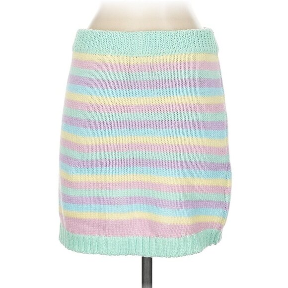 Show Me Your Mumu Pastel Striped Knit 3-Piece Set Cardigan Crop Top & Mini Skirt - Picture 14 of 16